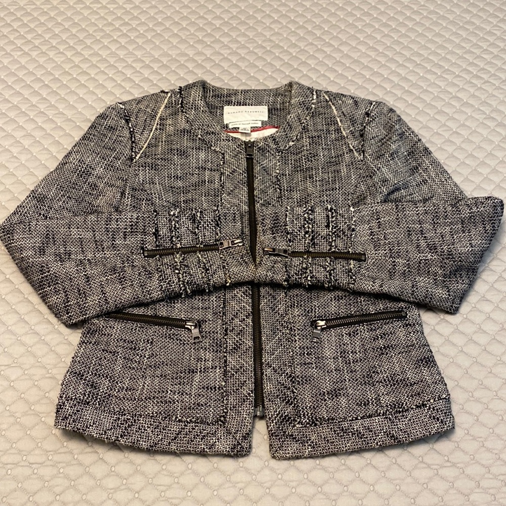 Tweed Zip Front Blazer